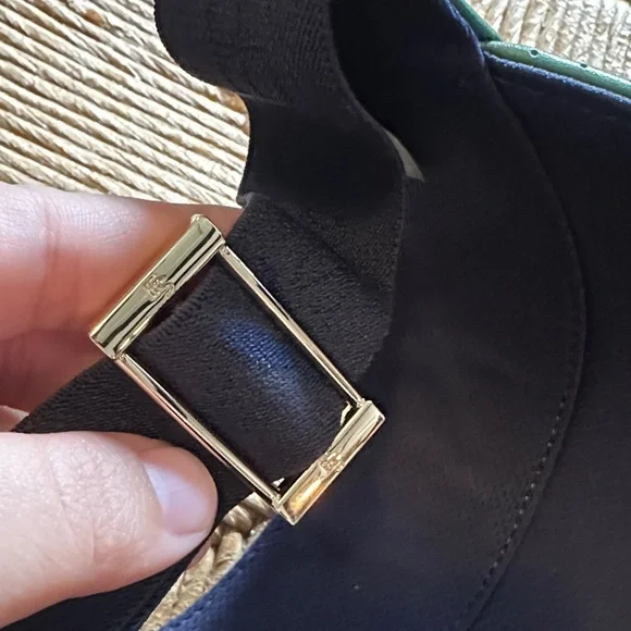 Fenix sportier Green Perforated Italian leather Visor Hat with gold hardware - Picture 10 of 11